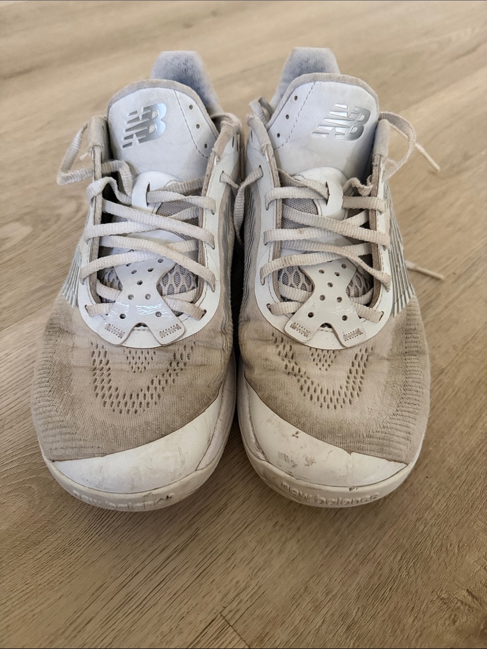 New Balance Beige White Lace-Up Sneakers
